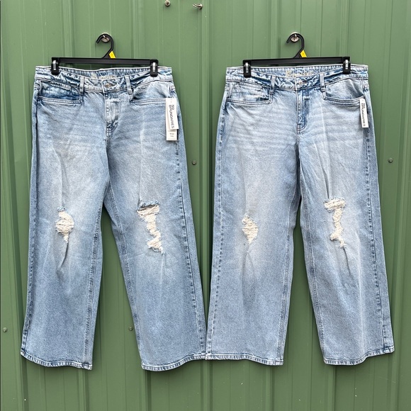 No Boundaries Denim - Distressed Denim Wide Leg Jeans Pants 2-Pack Size 12